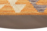 handmade Traditional Pillow Orange Blue Hand-Woven SQUARE 100% WOOL Hand woven turkish pillow2' x 2'