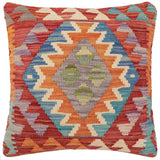 handmade Traditional Pillow Red Rust Hand-Woven SQUARE 100% WOOL Hand woven turkish pillow2' x 2'