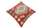 handmade Traditional Pillow Red Blue Hand-Woven SQUARE 100% WOOL Hand woven turkish pillow2' x 2'