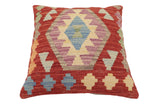 handmade Traditional Pillow Red Blue Hand-Woven SQUARE 100% WOOL Hand woven turkish pillow2' x 2'