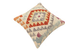 handmade Traditional Pillow Beige Rust Hand-Woven SQUARE 100% WOOL Hand woven turkish pillow2' x 2'
