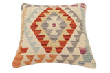 handmade Traditional Pillow Beige Rust Hand-Woven SQUARE 100% WOOL Hand woven turkish pillow2' x 2'