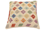 handmade Traditional Pillow Beige Rust Hand-Woven SQUARE 100% WOOL Hand woven turkish pillow2' x 2'