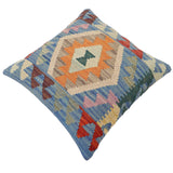 handmade Traditional Pillow Blue Red Hand-Woven SQUARE 100% WOOL Hand woven turkish pillow2' x 2'