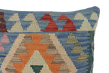 handmade Traditional Pillow Blue Red Hand-Woven SQUARE 100% WOOL Hand woven turkish pillow2' x 2'