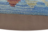 handmade Traditional Pillow Blue Red Hand-Woven SQUARE 100% WOOL Hand woven turkish pillow2' x 2'