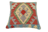 handmade Traditional Pillow Red Blue Hand-Woven SQUARE 100% WOOL Hand woven turkish pillow2' x 2'