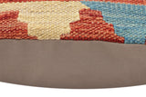 handmade Traditional Pillow Rust Blue Hand-Woven SQUARE 100% WOOL Hand woven turkish pillow2' x 2'