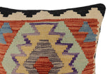 handmade Traditional Pillow Rust Blue Hand-Woven SQUARE 100% WOOL Hand woven turkish pillow2' x 2'