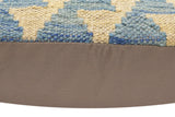 handmade Traditional Pillow Blue Beige Hand-Woven SQUARE 100% WOOL Hand woven turkish pillow2' x 2'