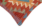 handmade Traditional Pillow Rust Blue Hand-Woven SQUARE 100% WOOL Hand woven turkish pillow2' x 2'