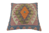 handmade Traditional Pillow Blue Gray Hand-Woven SQUARE 100% WOOL Hand woven turkish pillow2' x 2'