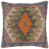 handmade Traditional Pillow Blue Gray Hand-Woven SQUARE 100% WOOL Hand woven turkish pillow2' x 2'