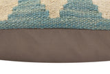 handmade Traditional Pillow Blue Beige Hand-Woven SQUARE 100% WOOL Hand woven turkish pillow2' x 2'