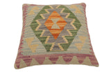 handmade Traditional Pillow Blue Rust Hand-Woven SQUARE 100% WOOL Hand woven turkish pillow2' x 2'