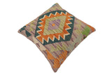 handmade Traditional Pillow Rust Blue Hand-Woven SQUARE 100% WOOL Hand woven turkish pillow2' x 2'
