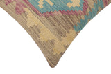 handmade Traditional Pillow Blue Purple Hand-Woven SQUARE 100% WOOL Hand woven turkish pillow2' x 2'