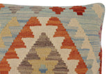 handmade Traditional Pillow Blue Rust Hand-Woven SQUARE 100% WOOL Hand woven turkish pillow2' x 2'