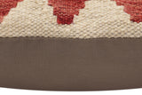 handmade Traditional Pillow Red Beige Hand-Woven SQUARE 100% WOOL Hand woven turkish pillow2' x 2'