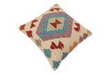handmade Traditional Pillow Beige Red Hand-Woven SQUARE 100% WOOL Hand woven turkish pillow2' x 2'