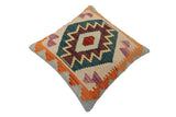 handmade Traditional Pillow Blue Rust Hand-Woven SQUARE 100% WOOL Hand woven turkish pillow2' x 2'