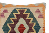 handmade Traditional Pillow Blue Rust Hand-Woven SQUARE 100% WOOL Hand woven turkish pillow2' x 2'