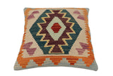 handmade Traditional Pillow Blue Rust Hand-Woven SQUARE 100% WOOL Hand woven turkish pillow2' x 2'