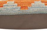 handmade Traditional Pillow Blue Rust Hand-Woven SQUARE 100% WOOL Hand woven turkish pillow2' x 2'