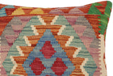 handmade Traditional Pillow Rust Blue Hand-Woven SQUARE 100% WOOL Hand woven turkish pillow2' x 2'
