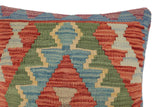 handmade Traditional Pillow Blue Rust Hand-Woven SQUARE 100% WOOL Hand woven turkish pillow2' x 2'