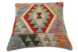handmade Traditional Pillow Rust Blue Hand-Woven SQUARE 100% WOOL Hand woven turkish pillow2' x 2'