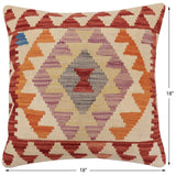 handmade Traditional Pillow Red Beige Hand-Woven SQUARE 100% WOOL Hand woven turkish pillow2' x 2'