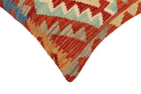 handmade Traditional Pillow Rust Blue Hand-Woven SQUARE 100% WOOL Hand woven turkish pillow2' x 2'