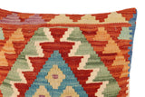 handmade Traditional Pillow Rust Blue Hand-Woven SQUARE 100% WOOL Hand woven turkish pillow2' x 2'