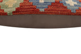 handmade Traditional Pillow Rust Blue Hand-Woven SQUARE 100% WOOL Hand woven turkish pillow2' x 2'