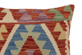handmade Traditional Pillow Rust Blue Hand-Woven SQUARE 100% WOOL Hand woven turkish pillow2' x 2'