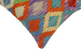 handmade Traditional Pillow Rust Blue Hand-Woven SQUARE 100% WOOL Hand woven turkish pillow2' x 2'