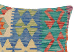 handmade Traditional Pillow Rust Blue Hand-Woven SQUARE 100% WOOL Hand woven turkish pillow2' x 2'
