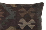 handmade Traditional Pillow Black Gray Hand-Woven SQUARE 100% WOOL Hand woven turkish pillow2' x 2'