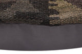 handmade Traditional Pillow Black Gray Hand-Woven SQUARE 100% WOOL Hand woven turkish pillow2' x 2'