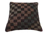 handmade Traditional Pillow Black Gray Hand-Woven SQUARE 100% WOOL Hand woven turkish pillow2' x 2'