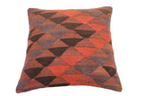handmade Traditional Pillow Red Brown Hand-Woven SQUARE 100% WOOL Hand woven turkish pillow2' x 2'