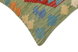 handmade Traditional Pillow Green Red Hand-Woven SQUARE 100% WOOL Hand woven turkish pillow2' x 2'