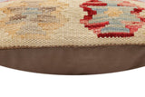 handmade Traditional Pillow Beige Rust Hand-Woven SQUARE 100% WOOL Hand woven turkish pillow2' x 2'