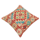 handmade Traditional Pillow Rust Blue Hand-Woven SQUARE 100% WOOL Hand woven turkish pillow2' x 2'