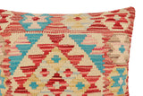 handmade Traditional Pillow Rust Blue Hand-Woven SQUARE 100% WOOL Hand woven turkish pillow2' x 2'
