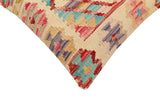handmade Traditional Pillow Beige Rust Hand-Woven SQUARE 100% WOOL Hand woven turkish pillow2' x 2'
