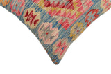 handmade Traditional Pillow Blue Gold Hand-Woven SQUARE 100% WOOL Hand woven turkish pillow2' x 2'