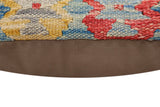 handmade Traditional Pillow Blue Gold Hand-Woven SQUARE 100% WOOL Hand woven turkish pillow2' x 2'