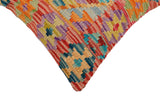 handmade Traditional Pillow Rust Blue Hand-Woven SQUARE 100% WOOL Hand woven turkish pillow2' x 2'